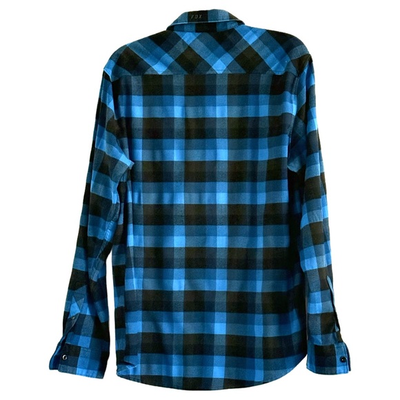 Fox Racing Blue and Black Plaid Men's Flannel Shirt Large - Picture 3 of 14